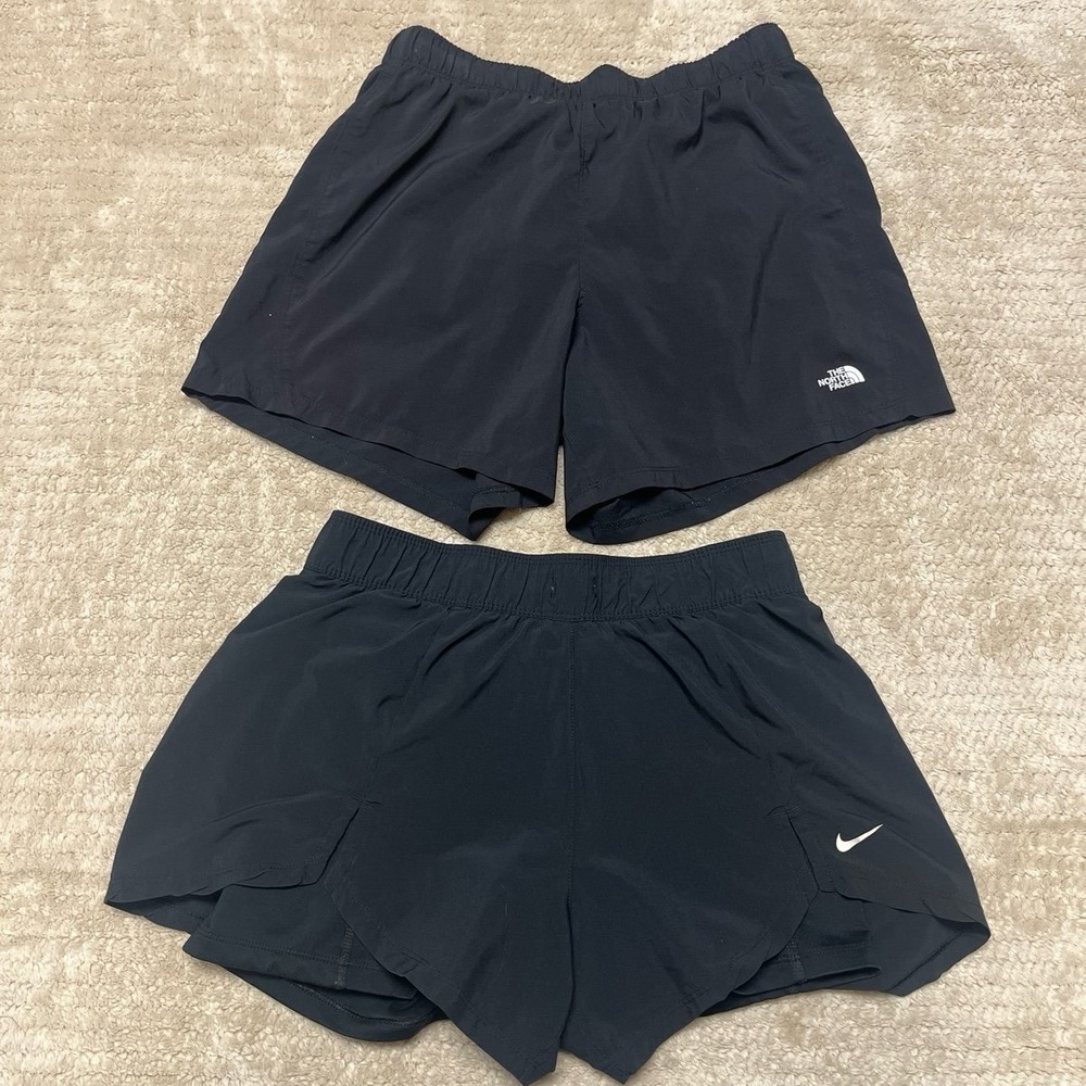 The North Face and Nike Running Shorts bundle color black in a size small
